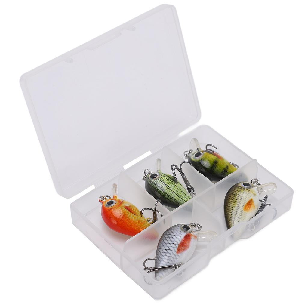 5 Pcs Mini Fishing Lures Crankbait Realistic Fishing Hard Baits Kit with Box for Sea Water and Fresh WaterType 3