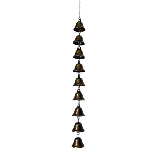 Vintage Hanging Wind Chime Weather-proof Metal Wind Bell Cluster with Chain Retro Outdoor Garden Patio 6/9 Bells Hanging Decoration Ornament