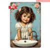 Vintage Bauernhaus x Mädchen Handwaschschild Türkis Blumig Eisenkunst Ideal für KinderzimmerBadezimmer Geschenk