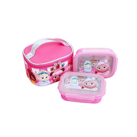 Brot Friseursalon Kinder Edelstahl 2-stöckige Brotdose mit Tasche Set