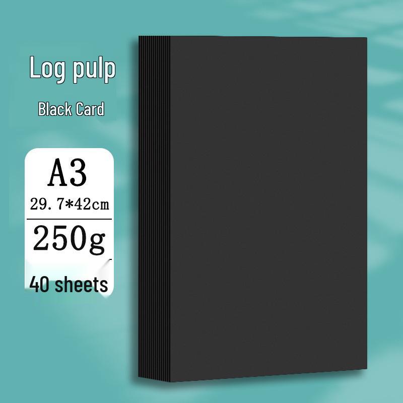 Thickened Black Cardstock Art Paper for Crafts and Drawing - Eighth Size