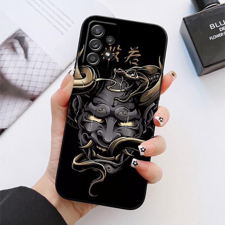 Samurai Ghost Hannya Ukiyo-E Mask Phone Case For Samsung S24 FE S25 Ultra A03 A04 A05 A06 A12 A13 A16 A26 A35 A36 A56 A55 Cover