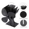 Heat Powered Komin Wood Burner Eco Fan Black Stove Fan 4 Blade Fireplace Fan Friendly Quiet Home Efficient Heat Distribution