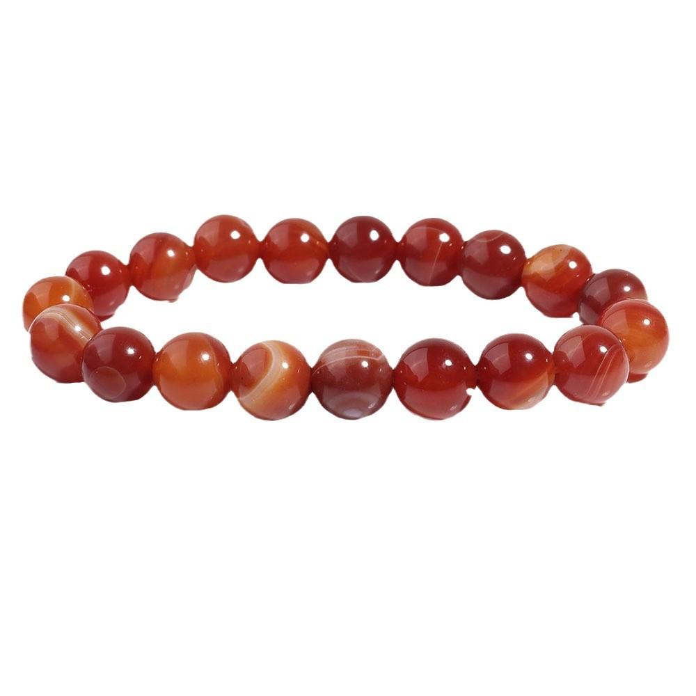 Festive Gifts Red Agate Beaded Bracelet Warm Fashion Jewelry For Men And Women Daily Wear Simple Versatile Accessory