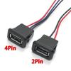 1pc 2/4 Wire USB 2.0 Female Power Jack 2Pin 4Pin Charging Port Connector with PH2.0 Cable Electric Terminals USB Charger Socket