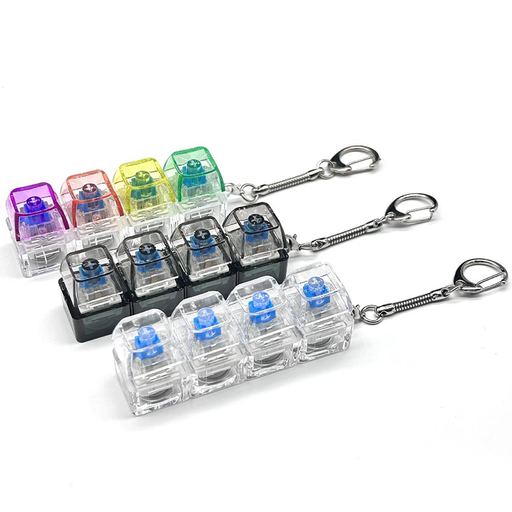LED Tastatur Schlüsselanhänger Fidget Spielzeug Kristall Klicker Sensorisches Spielzeug zum Stressabbau Tastatur Schlüsselanhänger Fidget Gadget für Erwachsene Kinder