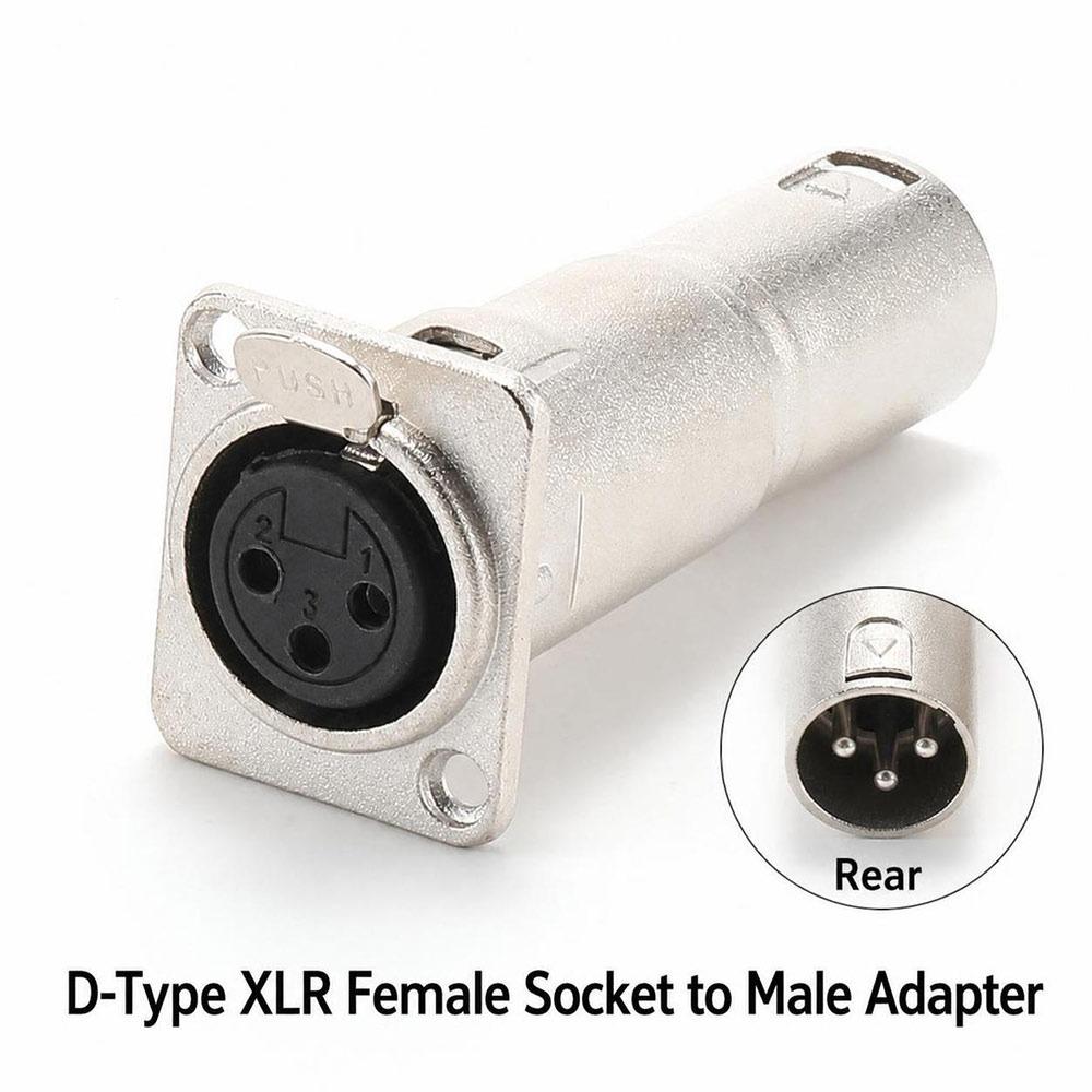 1Pcs D-Type 3Pin XLR Connector Metal Pass Through XLR Jack for Speaker System Installation