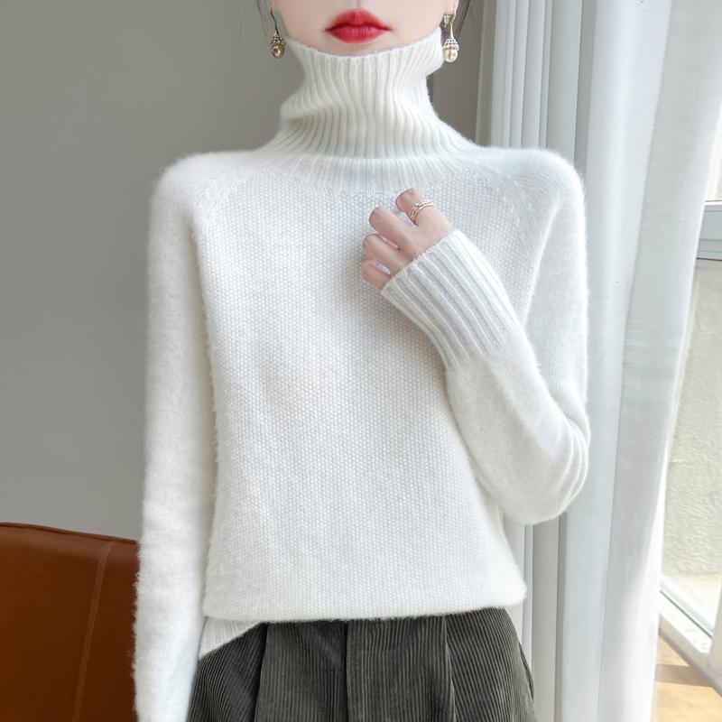 Women's Cashmere Sweater Qinghe Cashmere 30% Cashmere 70% Wool Autumn and Winter Cashmere Thick Pullover Soft and Warm