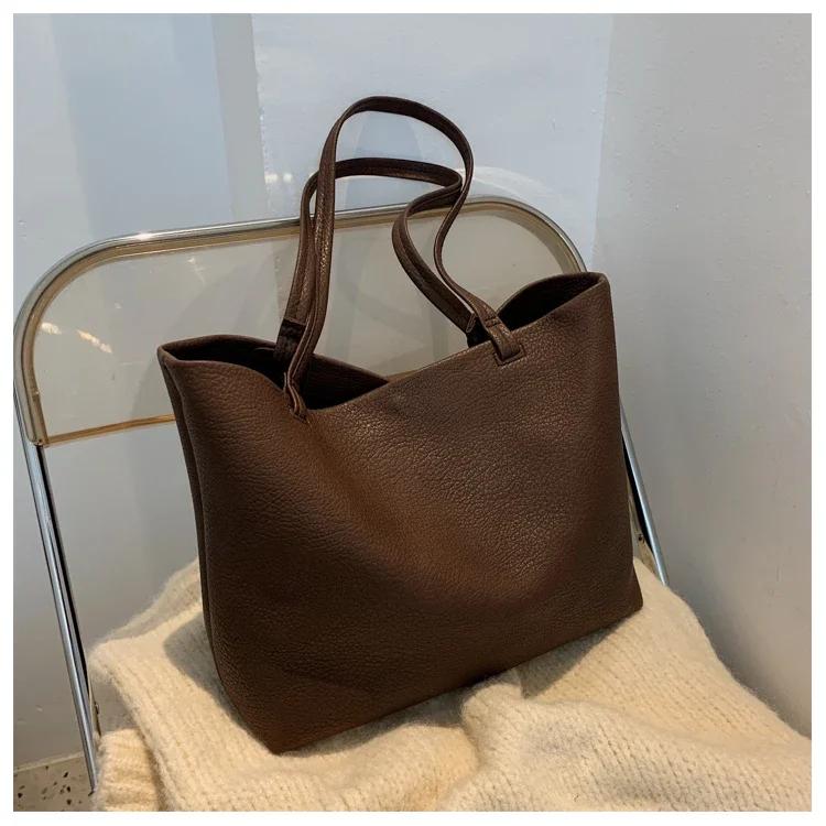 

Женская сумка PU High-end Retro универсальная сумка-тоут вместимость повседневная сумка через плечо для поездок на работу кофейный