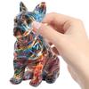 Bulldog Statue French Bulldog Figurine Creative Colorful Art Animal Statue Graffiti Dog Sculpture for Bookshelf Table TV Cabinet