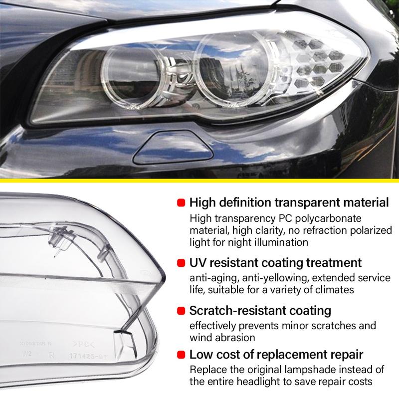Head Lights Cover For BMW 5 Series F18 F10 2011-2017 Transparent Housing Front Headlights Lens Shell  Lampcove Car Accessories