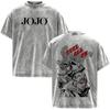 Anime JoJo Bizarre Adventure STEEL BALL RUN Johnny Joestar Magliette Vintage Lavate Uomo Donna Manica Corta Oversize Magliette