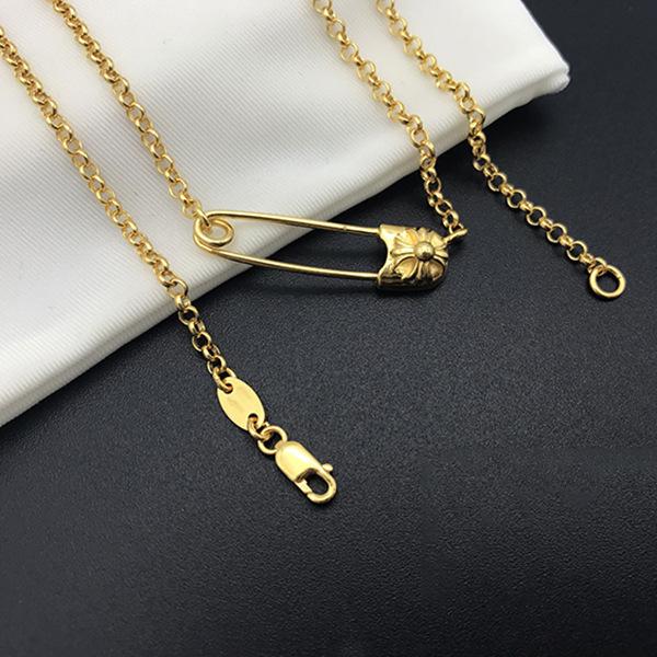 

Eurn Ins Wind Chain Vintage Chain Gold Lock Pin Chain ожерелье