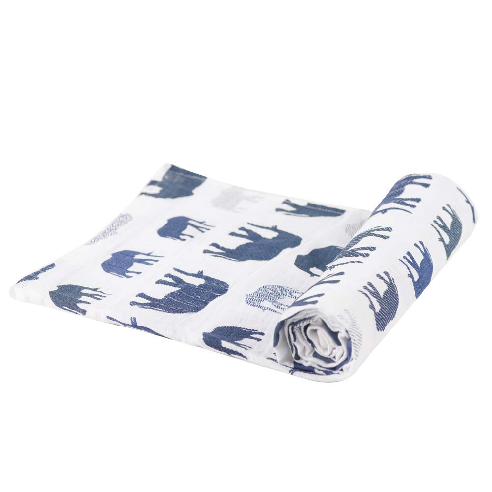 Newcastle Classics Medvilninis Muslino Vystymo Vokelis Japoniškas Minkštas ir Pūkuotas Mėlynas Amžius [Oficialus Produktas] Antklodė, Drambliukas, 120x120cm, 0+ Mėnesių, NC-SC678