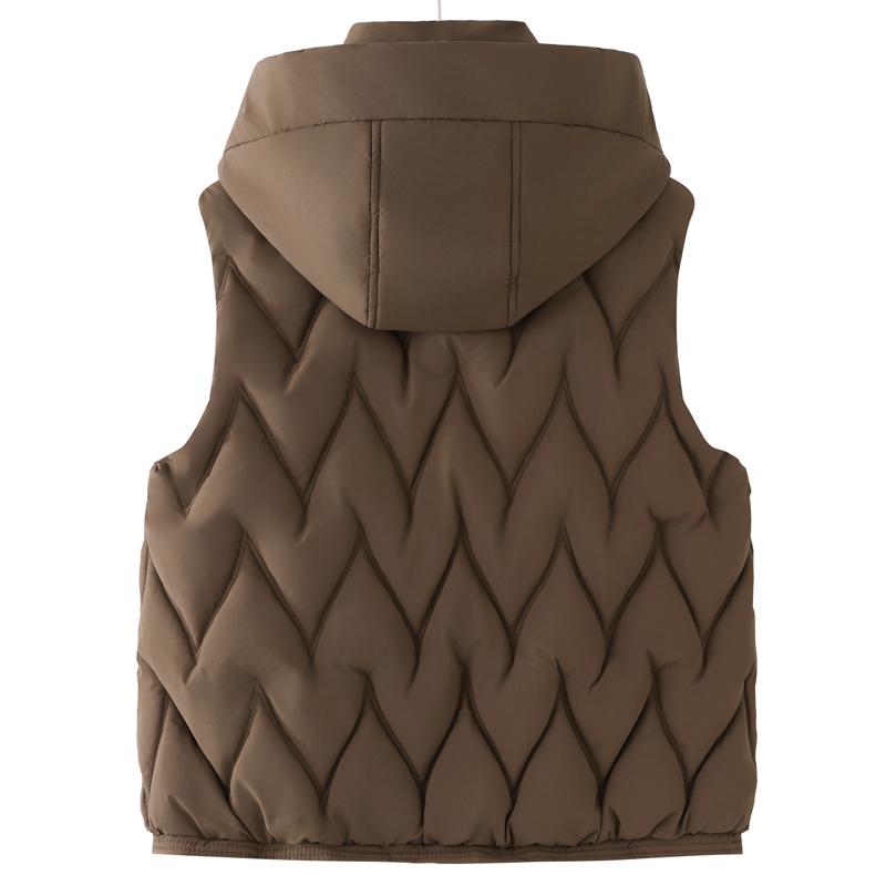 Gilet Invernale da Donna con Cappuccio Caldo Spesso Piumino Senza Maniche Donna Cappotti Corti Casual