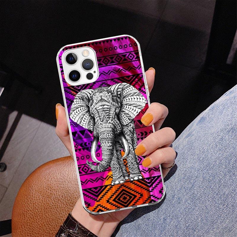 Elephant Mandala Aztec Phnoe Case for Iphone 17 Air 16 16E 11 12 13 Mini 14 Plus 15 Pro Max 7 8 + SE 2020 Phone Cover Coque