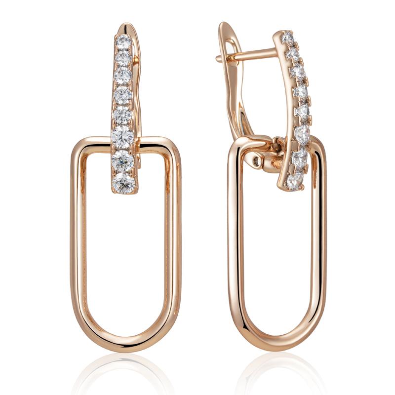 Fashion Rose Gold Color Glossy Hollow Square Drop Earring For Women Unusual Shiny Natural Zircon Daily Fine Jewelry