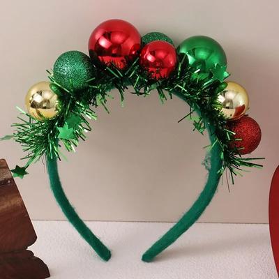 Cerchietti per capelli a forma di palla di Natale, Babbo Natale, alce, pupazzo di neve, cerchietti per capelli, copricapo da festival, accessori per capelli di Natale, copricapo da festa