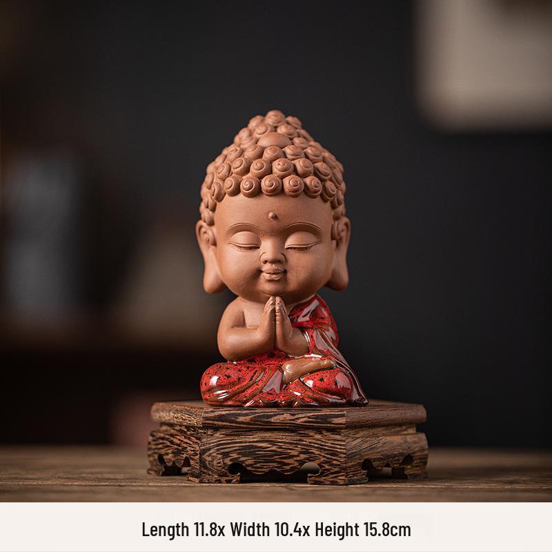 Saha Three Saints Buddha Ceramic Statue: Ksitigarbha, Tathagata, and Guanyin Tabletop Ornament