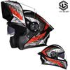 Motorcycle helmets Men's and women's face-off helmets Double mirror locomotive Bluetooth semi-full cover four seasons