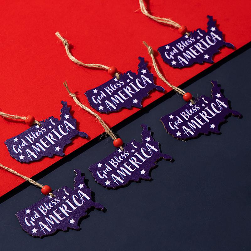 Stylová dřevěná dekorace ke Dni nezávislosti pro domácnost a auto Slavnostní oslavy Sada šesti kusů