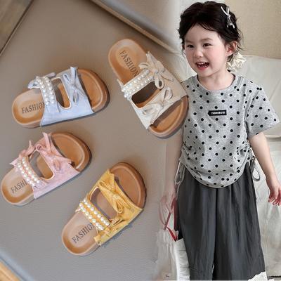 Girls Slippers Children's Non-slip Student Fashion Bow New Summer Shoes Soft Sole Beach Slippers Kids