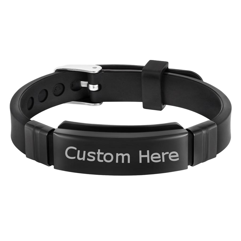Maßgeschneidertes Silikonarmband für Jungen Teenager, 16-21 cm Edelstahl Gravurarmband, Personalisierte Schmuckgeschenke