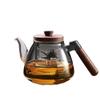 Walnut Handle Dual-Use Glass Teapot