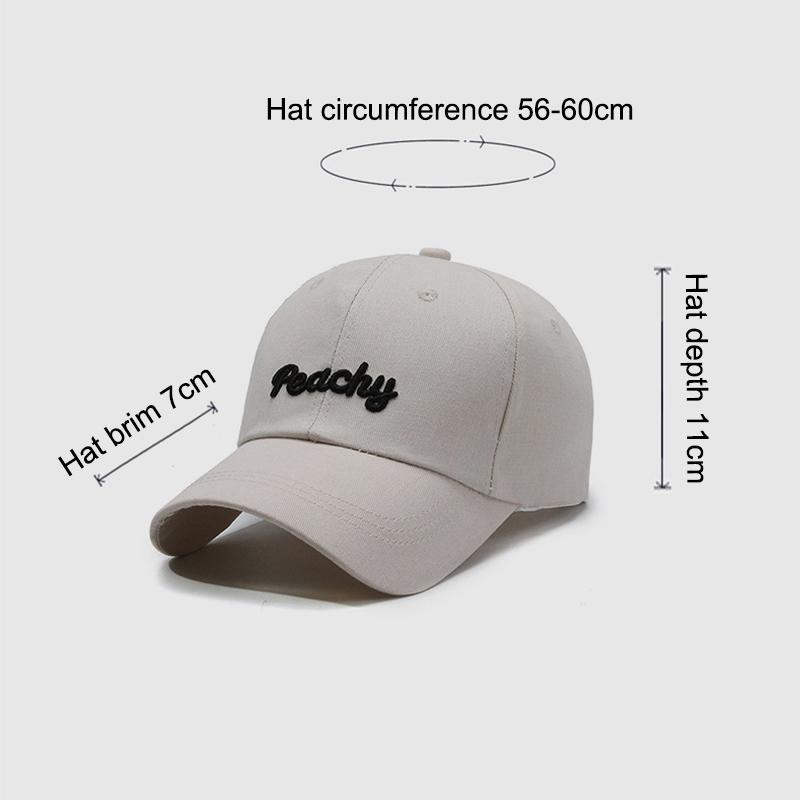 Sweet Peachy Letter Embroidery Baseball Hat For Women Korean Girl Peaked Cap Outdoor Soft Cotton Snapback Sun Visors Hat