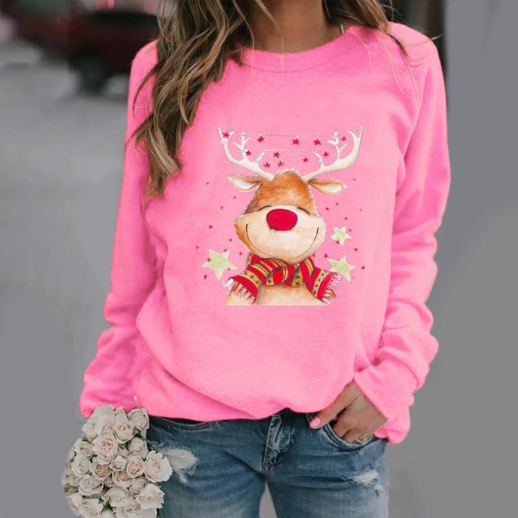 eBay Christmas, printed long-sleeved crew neck sweater for women