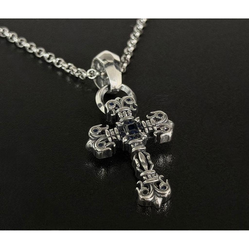 Used Necklace Silver Tiny Filigree Cross Stamped Silver925