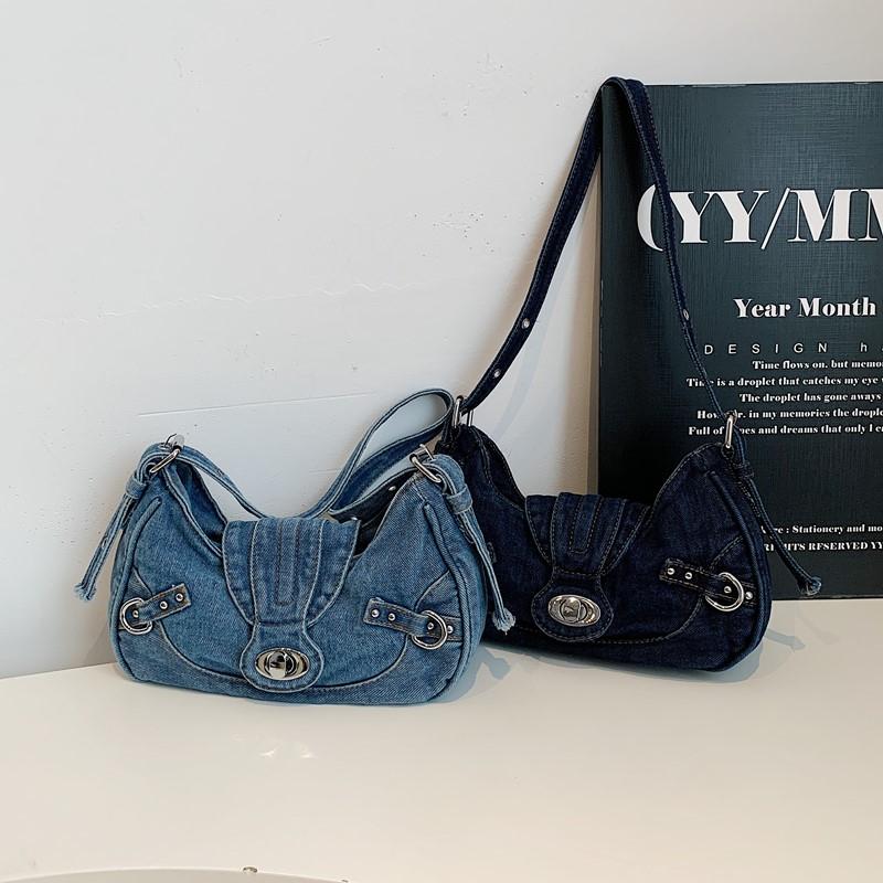 Bolsa de Mão Jeans Vintage Feminina de Ombro Único