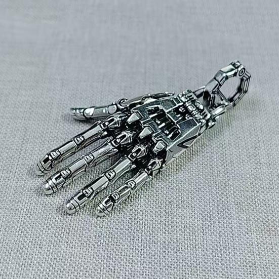 Mekanisk Hand Hänge Steampunk Halsband Hänge Retro Articulerade Fingerleder Robot Hand Berlock Smycken för Män Kvinnor