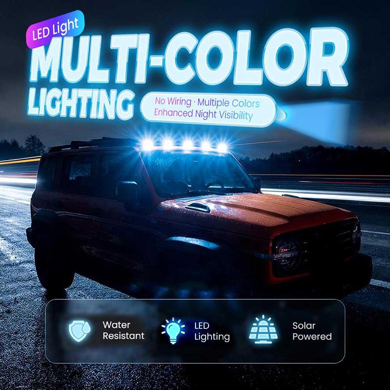 Luce Stroboscopica RGB per Tetto Auto Solare, Luci Solari per Cabina per Camion, Luci Segnalazione LED per Tetto Senza Fili Senza Foratura