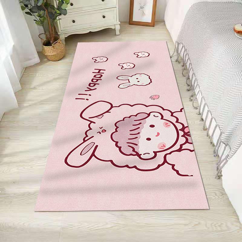 Roztomilý kreslený koberec dívka obývací pokoj koberec růžový koberec protiskluzová podlahová rohož obývací pokoj ložnice