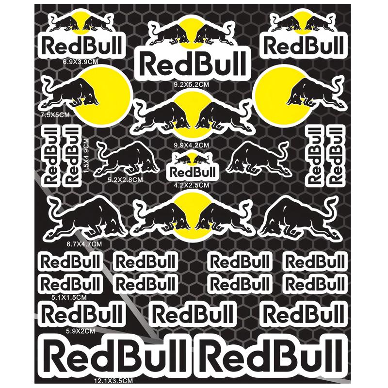 Motorcycle Stickers, Red Bull Events Sponsored Stickers, Plastic Helmet, Car Body, Homemade Decorative Waterproof Sunscreen Stickers Tank