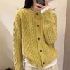 Women's European Style Heavy Knit Lamb Wool Cardigan - Thick Coarse Yarn Cashmere Sweater Coat for Autumn and Winter 2025