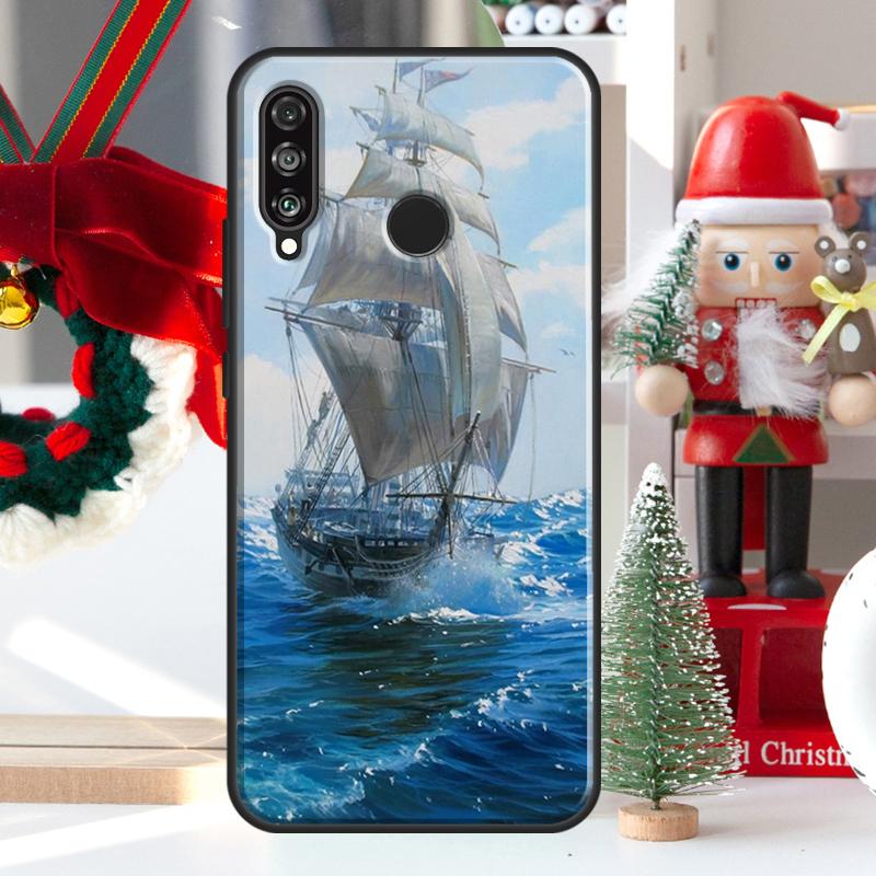 Sailing Pirate Ship Boat For Huawei Nova 9 10 SE 11 Pro Y60 Y70 Y90 Y61 Y91 Y72 Y73 12i 11i 8i P20 P30 P40 Lite Case