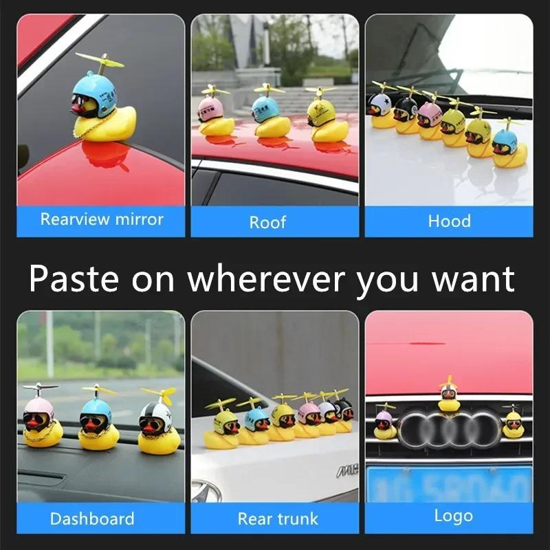 Bicycle Squeaky Duck Animal Helmet and Bicycle Rubber Duck with Squeaking Propellers, Bicycle Car Dashboard Decoration