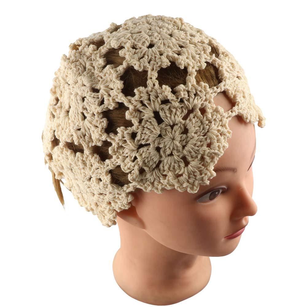 Basin Hat Crochet Bucket Hat Ethnic Style Beanies Casual Hollow Flower Knitted Hat  Autumn