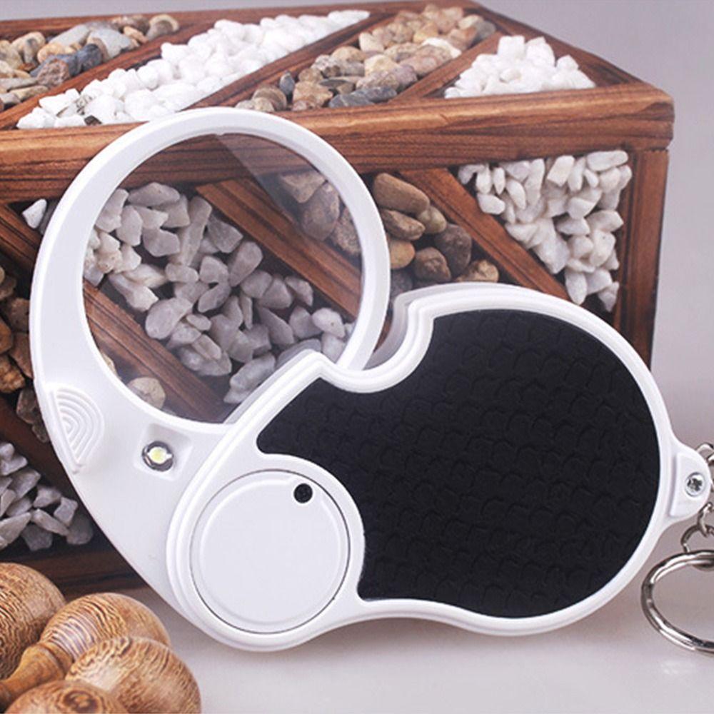 Durable Glass Loupe HD Mini Folding Magnifiers 5X Magnifying Glass Lens Key Chain Magnifiers