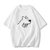 Women's Summer 2025 Gray Loose-Fit Puppy T-shirt - Cute Short Sleeve Pure Cotton