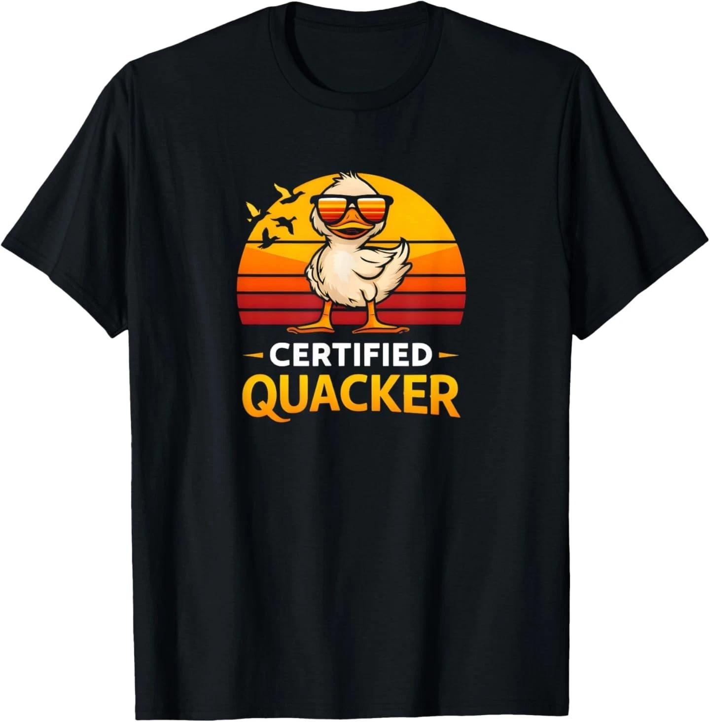 Certified Quacker Funny Duck Humor Bird Lover Retro Style T-Shirt L