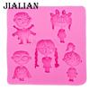 Cartoon Silicone Mold Gumpaste Chocolate Candy Clay Molds Boy Girl Cupcake Fondant Cake Decorating T