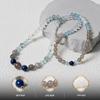 Chinese Handmade Three-Circle Aquamarine & Lapis Lazuli Women's Bracelet with White Crystal Beads