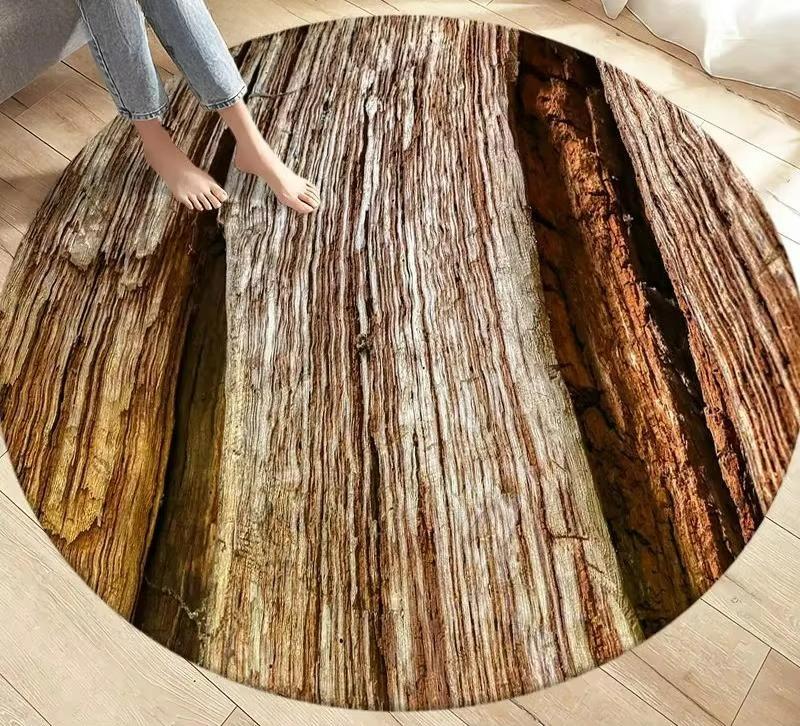 

Wood Grain Round Rug – Washable Non-Slip Kids Play Mat for Living Room Bedroom Kitchen & Sofa Area Home Decor Diameter 60cm