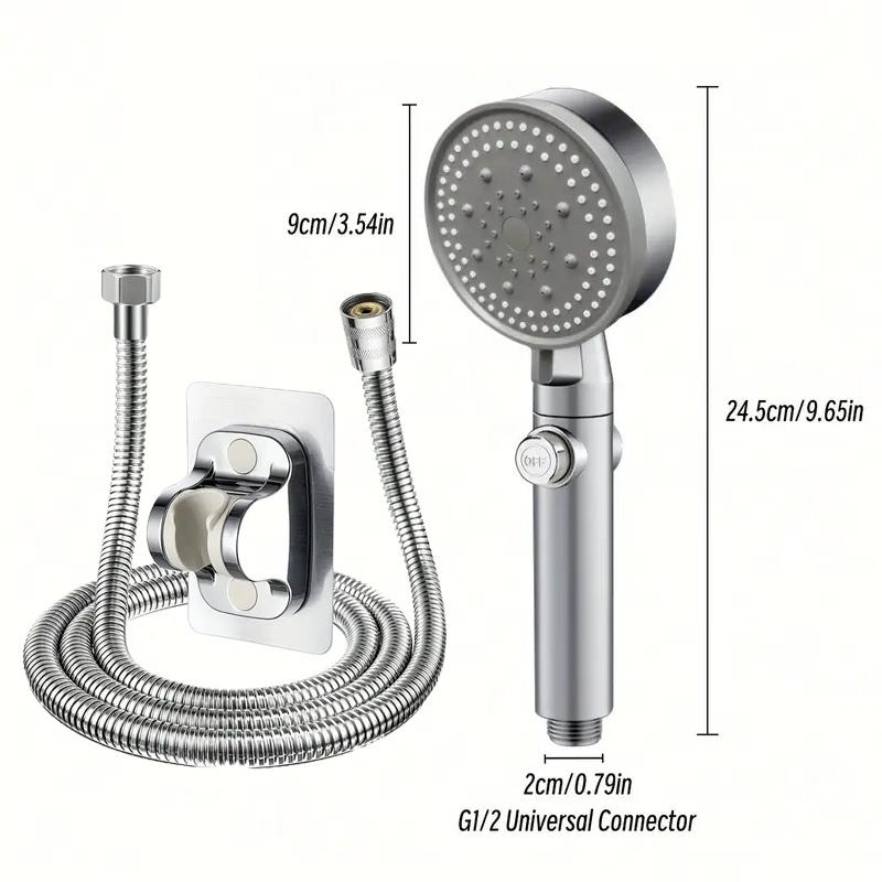Grey High Pressure 5 Modes Hand Held Shower Head Set Filtered High Quality with On/Off Pause Universal Bathroom Accessories