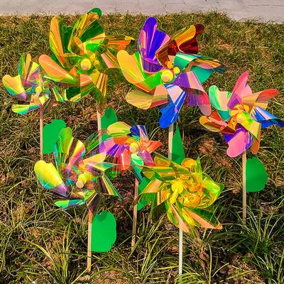 PVC Rotating Wind Spinner Stake Standing Lawn Pinwheel  Outdoor Party Picnic Decor