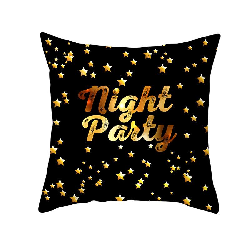 1pc Black Golden Marry Christmas Cushion Cover Antler Durable Cover 2025 New for Home Ornament Xmas New Year Christmas Decor