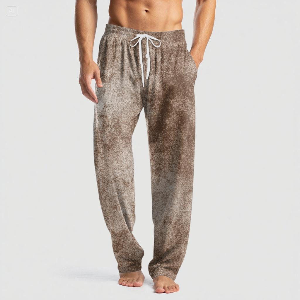 Men's Knitted Fashion Print Pocket Casual Pants Pajama Pants